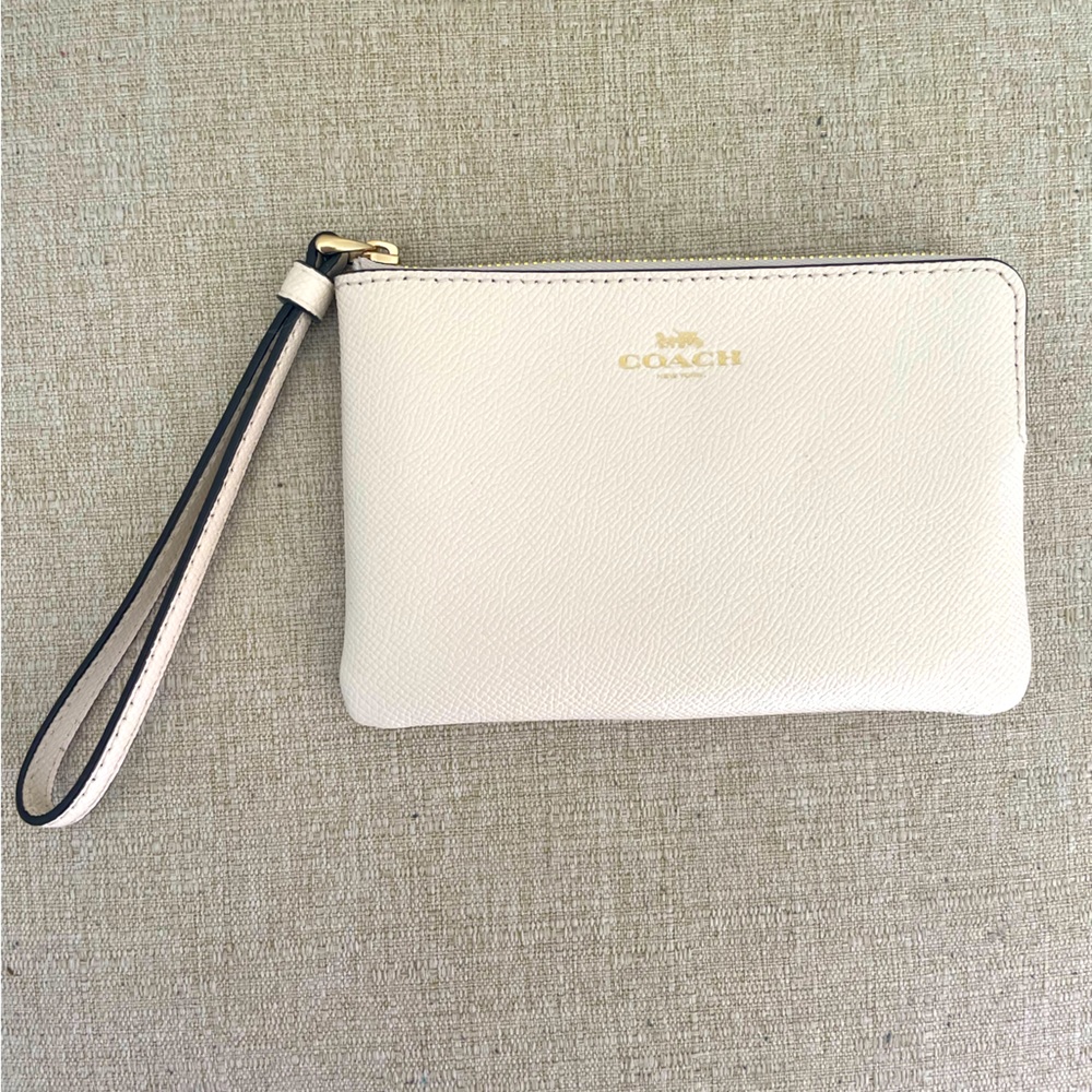Coach cream wristlet wallet